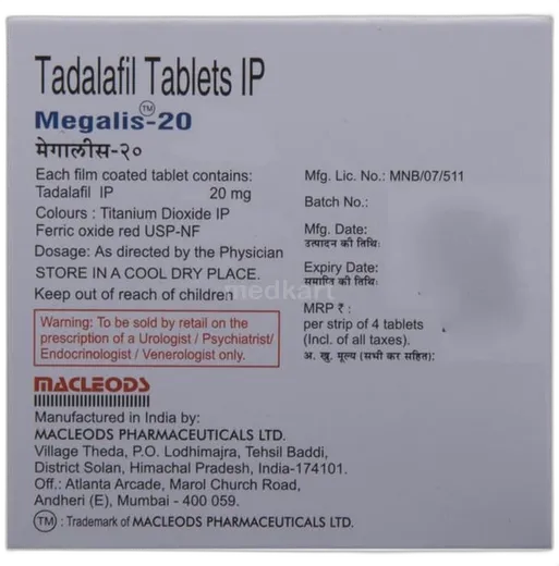 megalis 20mg tablet 4's